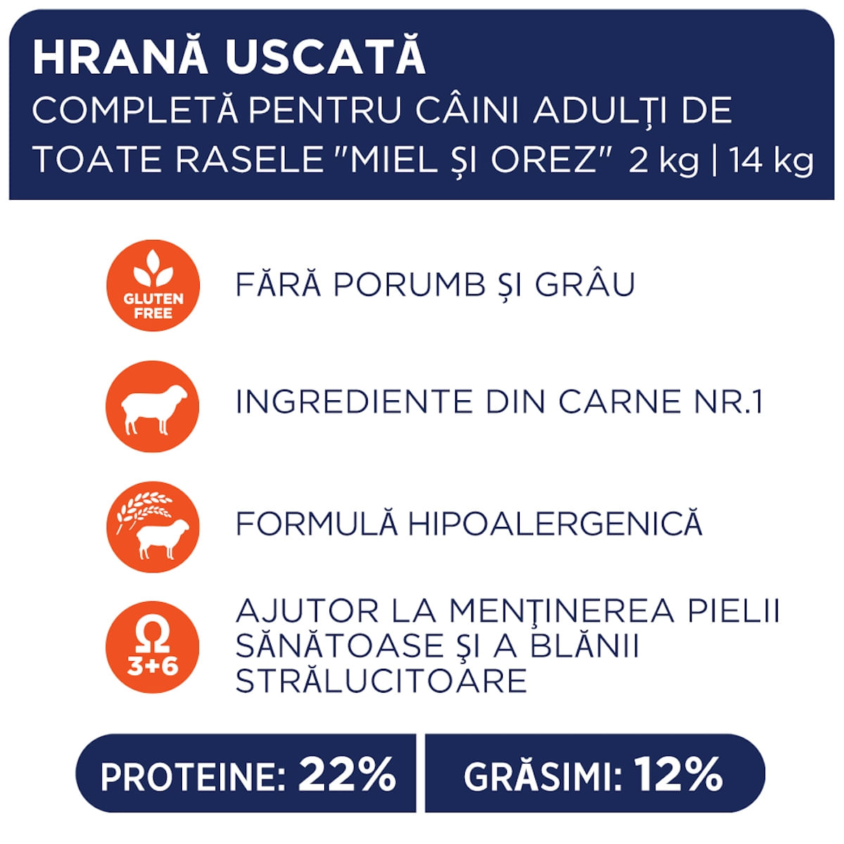 CLUB 4 PAWS Premium Hypoallergenic, Miel și Orez, hrană uscată câini, sensibilități digestive, piele și blană CLUB 4 PAWS Premium, XS-XL, Miel și Orez, hrană uscată câini, alergii, 2kg - 2 | YEO