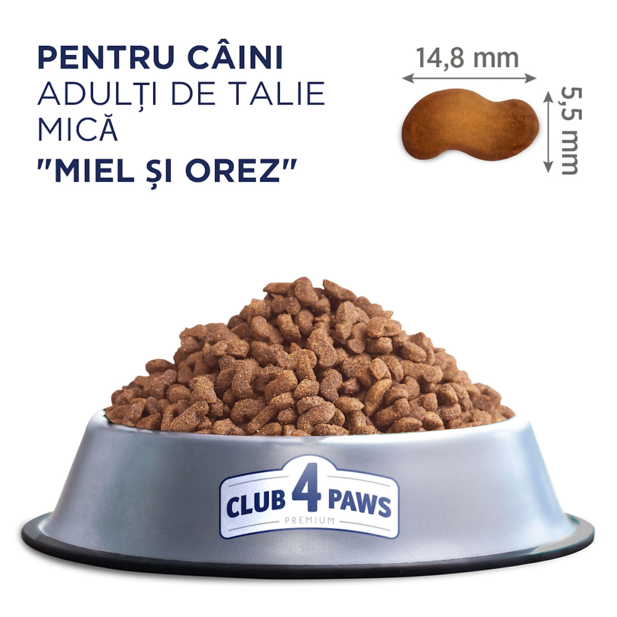 CLUB 4 PAWS Premium, XS-S, Miel și Orez, hrană uscată câini, alergii, 14kg