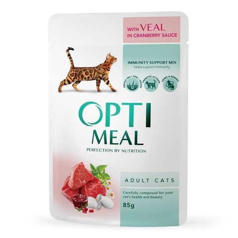 OPTIMEAL, Vită, plic hrană umedă pisici, (în sos), 85g