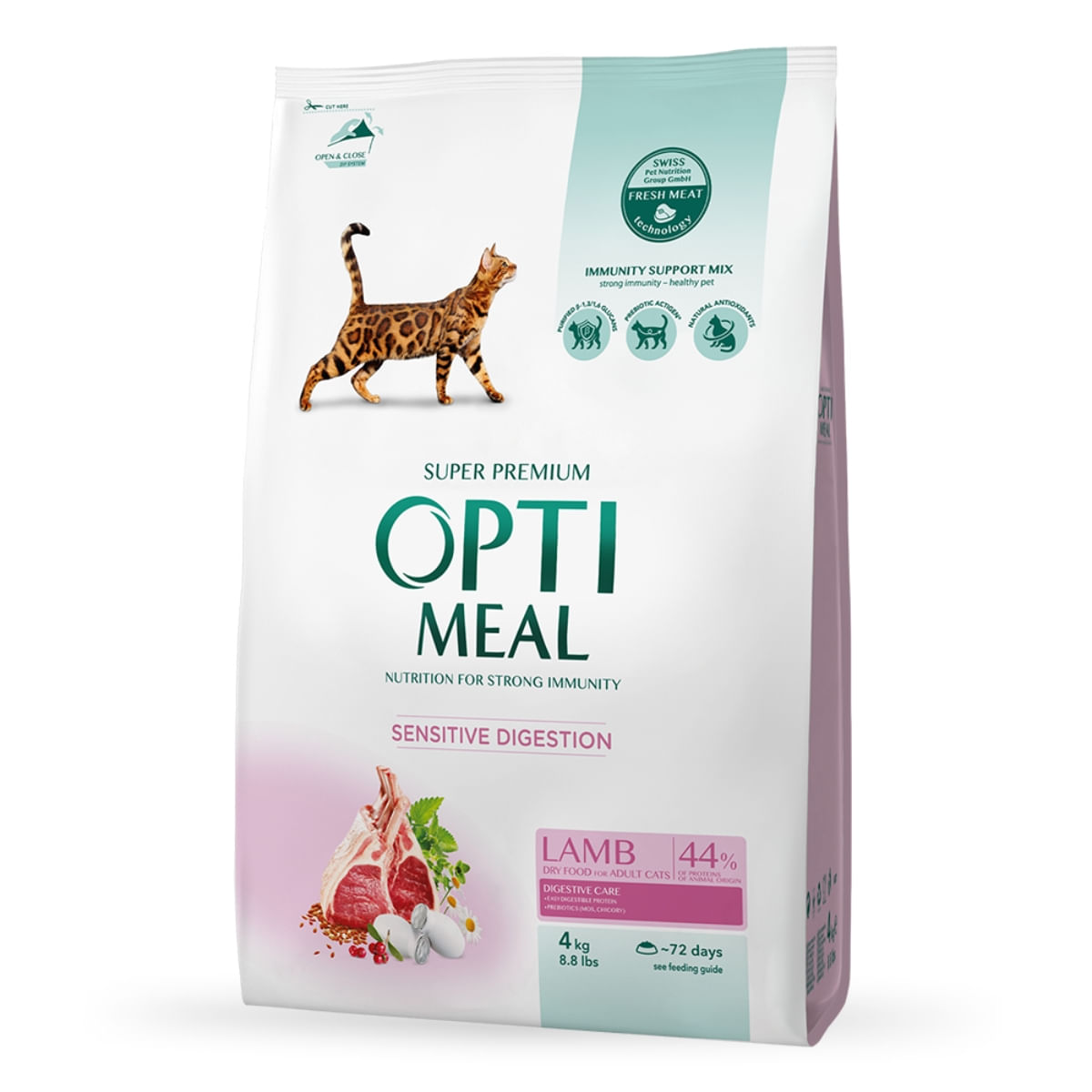 OPTIMEAL Sensitive, Miel, hrană uscată pisici, sesibilități digestive OPTIMEAL Sensitive, Miel, hrană uscată pisici, sistem digestiv, 4kg - 4 | YEO