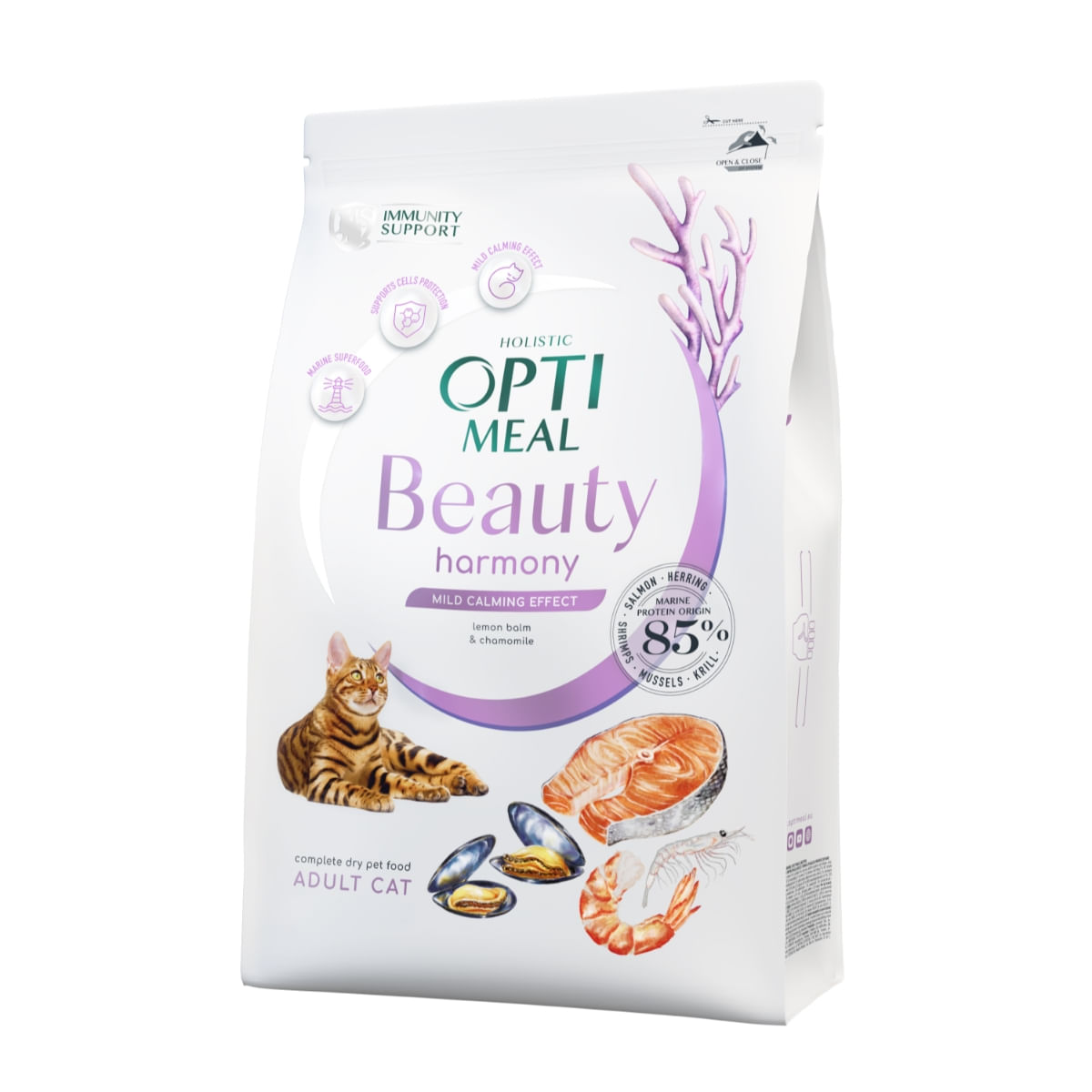 OPTIMEAL Beauty Harmony, Fructe de mare, hrană uscată pisici, efect calmant OPTIMEAL Beauty Harmony, Fructe de Mare, hrană uscată pisici, sistem nervos & calmante, 4kg