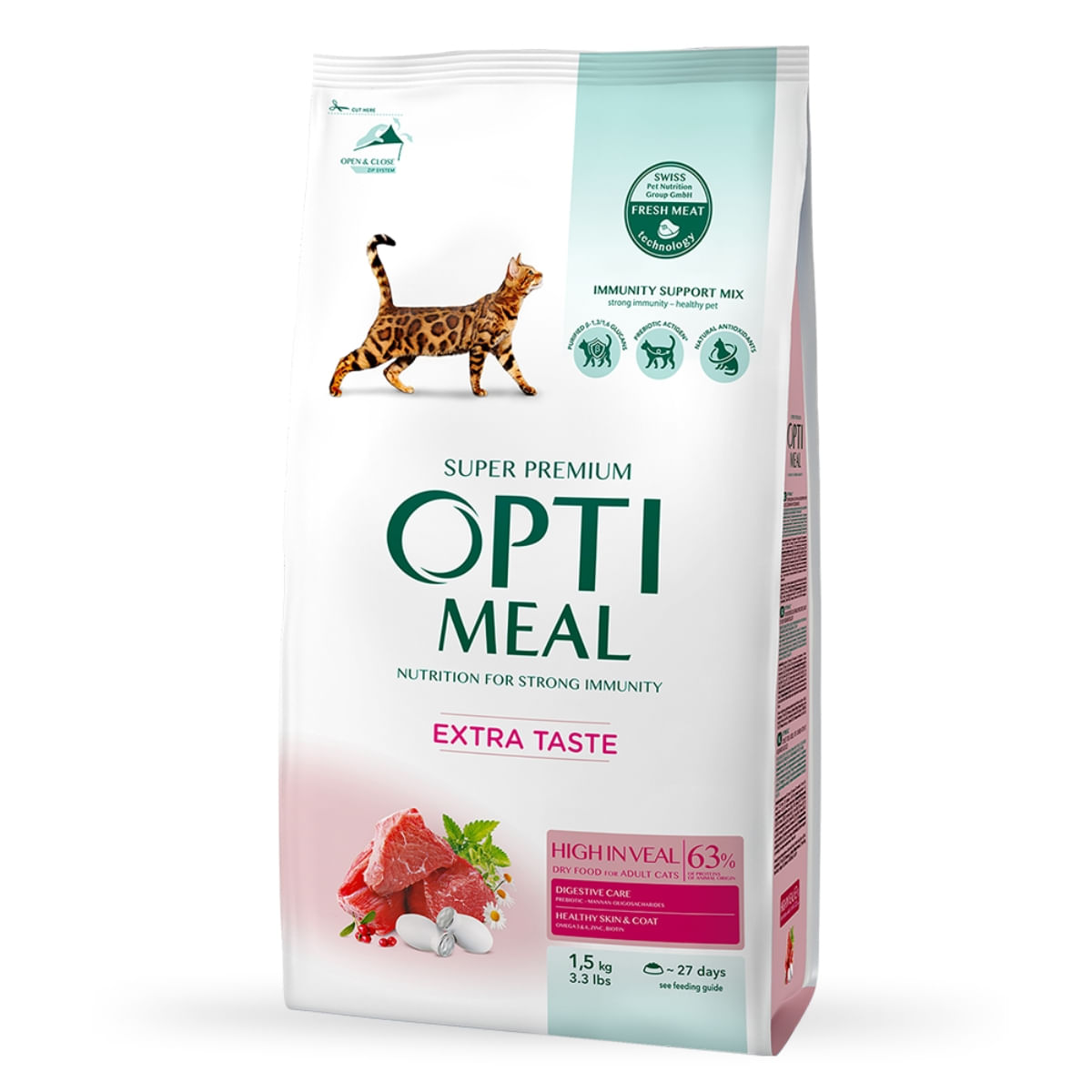 OPTIMEAL, Vită, hrană uscată pisici, 1.5kg - 1 | YEO