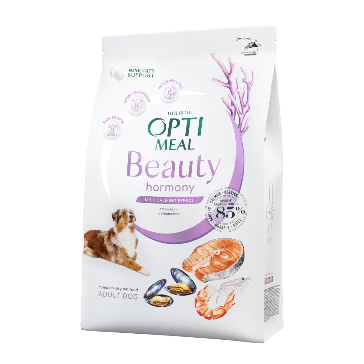 OPTIMEAL Beauty Harmony, Fructe de mare, hrană uscată câini, efect calmant OPTIMEAL Beauty Harmony, XS-XL, Fructe de Mare, hrană uscată câini, sistem nervos & calmante, 1.5kg - 1 | YEO