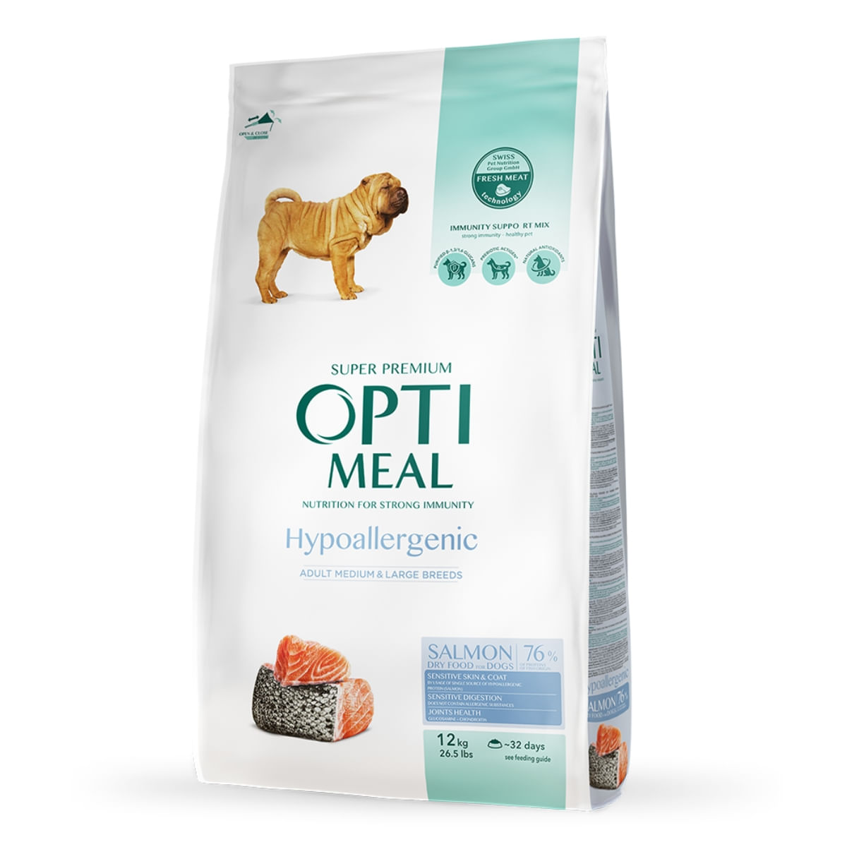 OPTIMEAL Hypoallergenic M, Somon, hrană uscată câini, sensibilități digestive, piele și blană OPTIMEAL Hypoallergenic, M, Somon, hrană uscată câini, sistem digestiv, piele & blană, 12kg - 4 | YEO