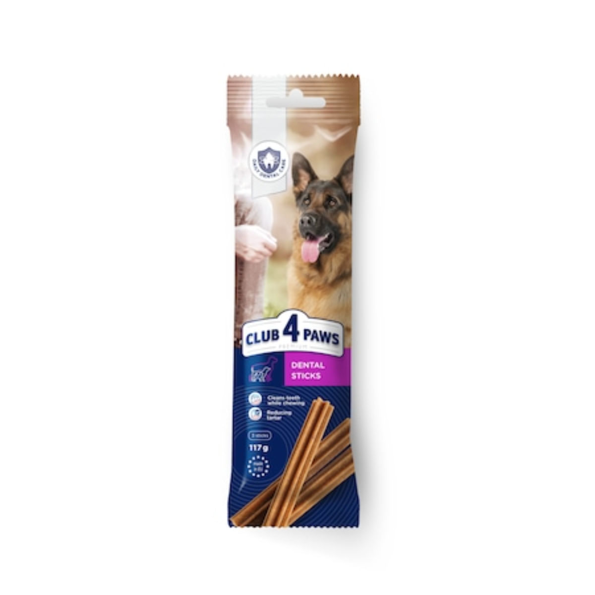 CLUB 4 PAWS Premium Dental Stick, recompense câini, Batoane, sensibilități dentare, Pui, 117g