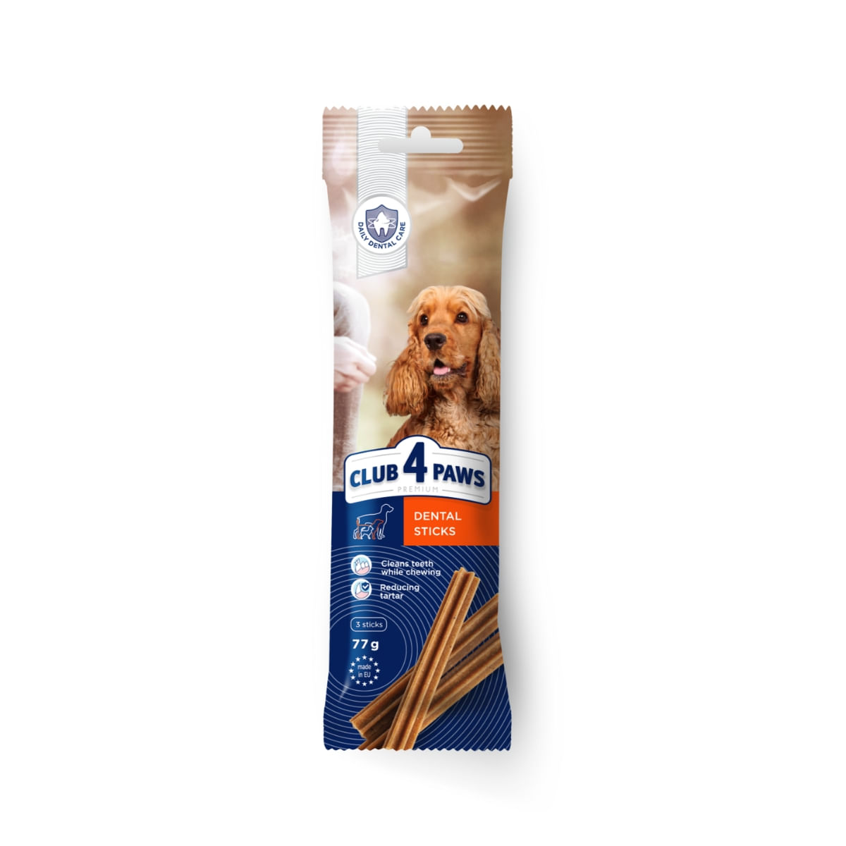 CLUB 4 PAWS Premium Dental Stick, recompense câini, Batoane, sensibilități dentare, Pui, 77g