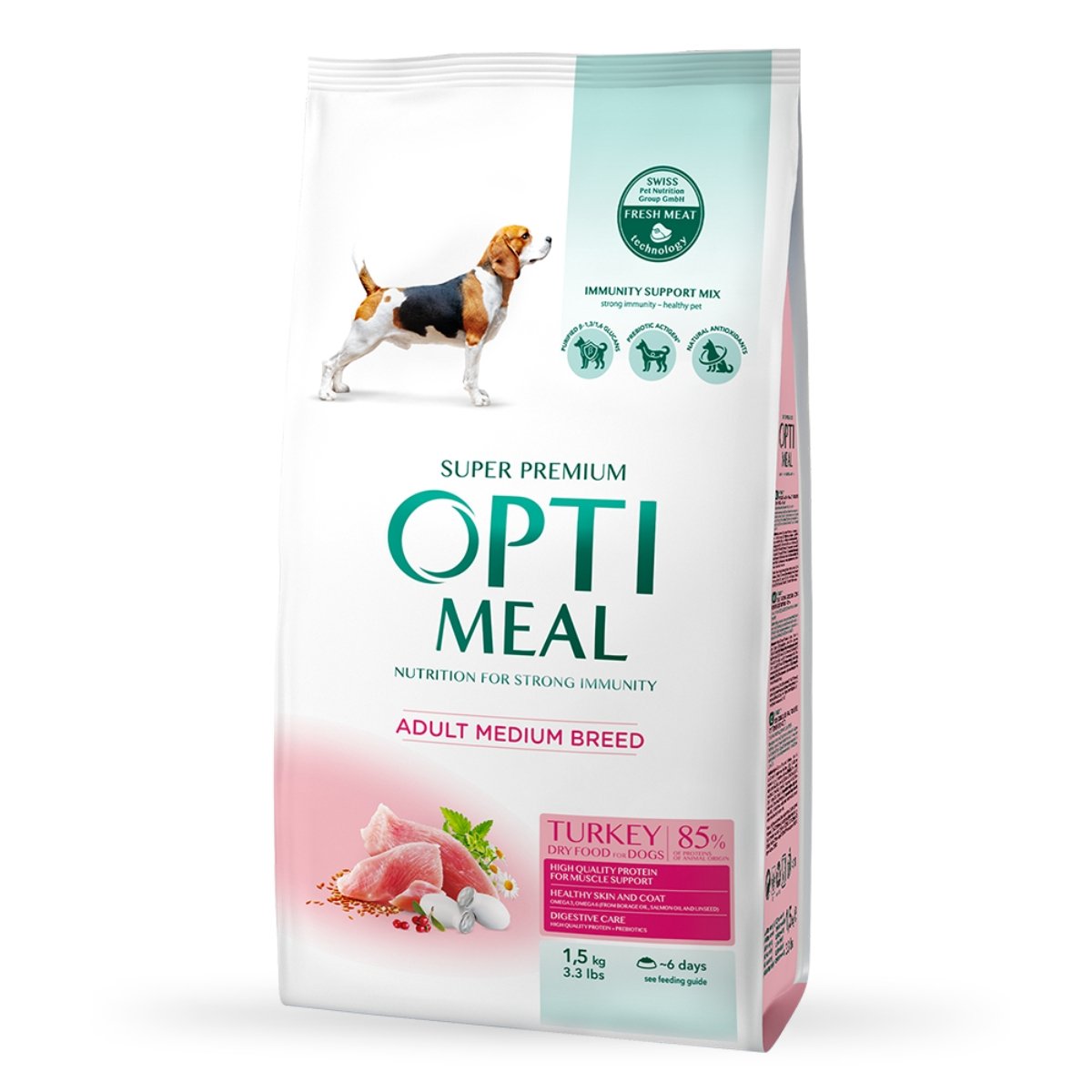 OPTIMEAL Adult M, Curcan, hrană uscată câini OPTIMEAL Adult, M, Curcan, hrană uscată câini, 1.5kg - 4 | YEO