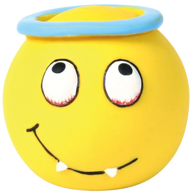Trixie, jucărie minge smiley câini, cu sunet, latex, 6cm, multicolor