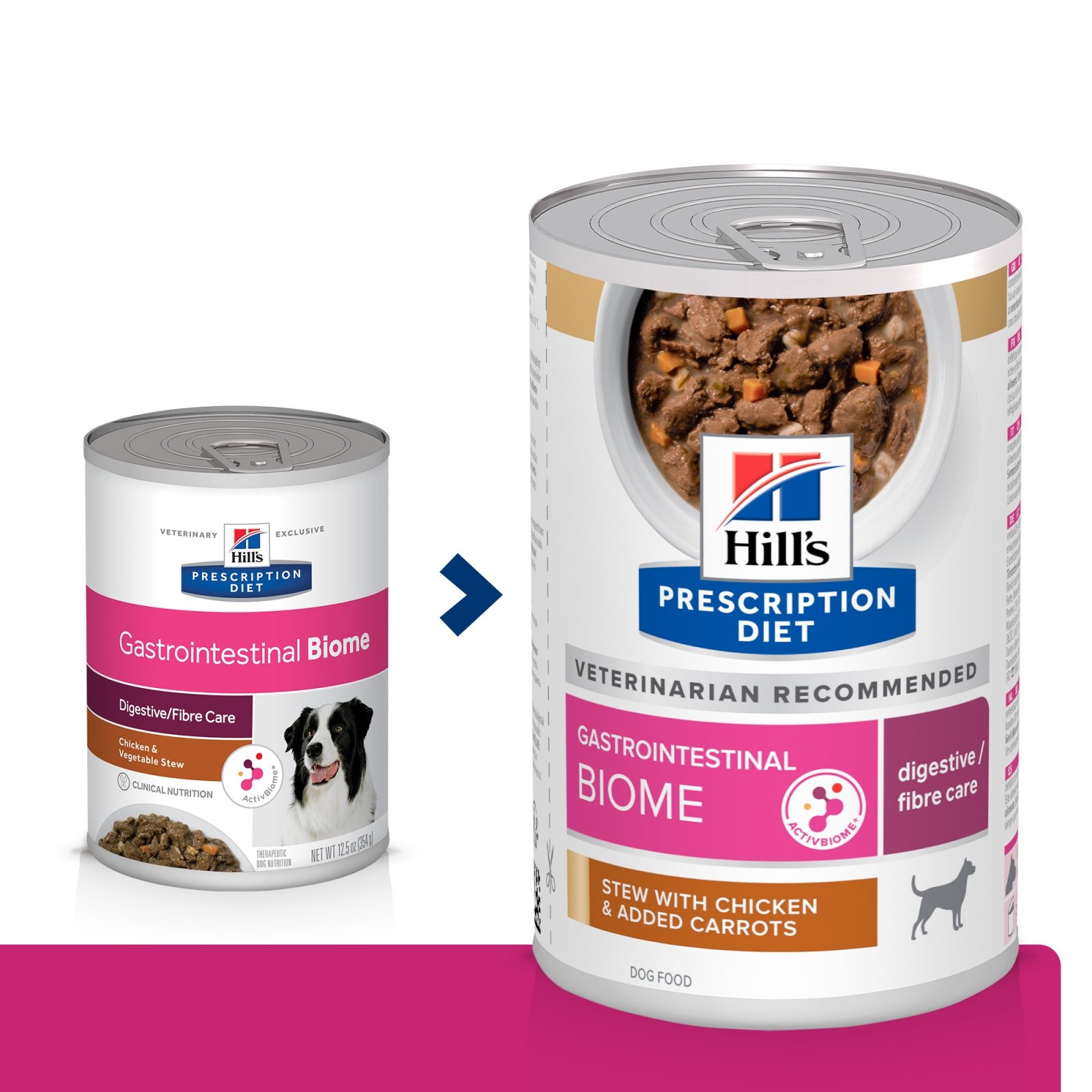 HILL\'S Prescription Diet Gastrointestinal Biome, Pui cu Legume, dietă veterinară câini, conservă hrană umedă, sistem digestiv, 354g