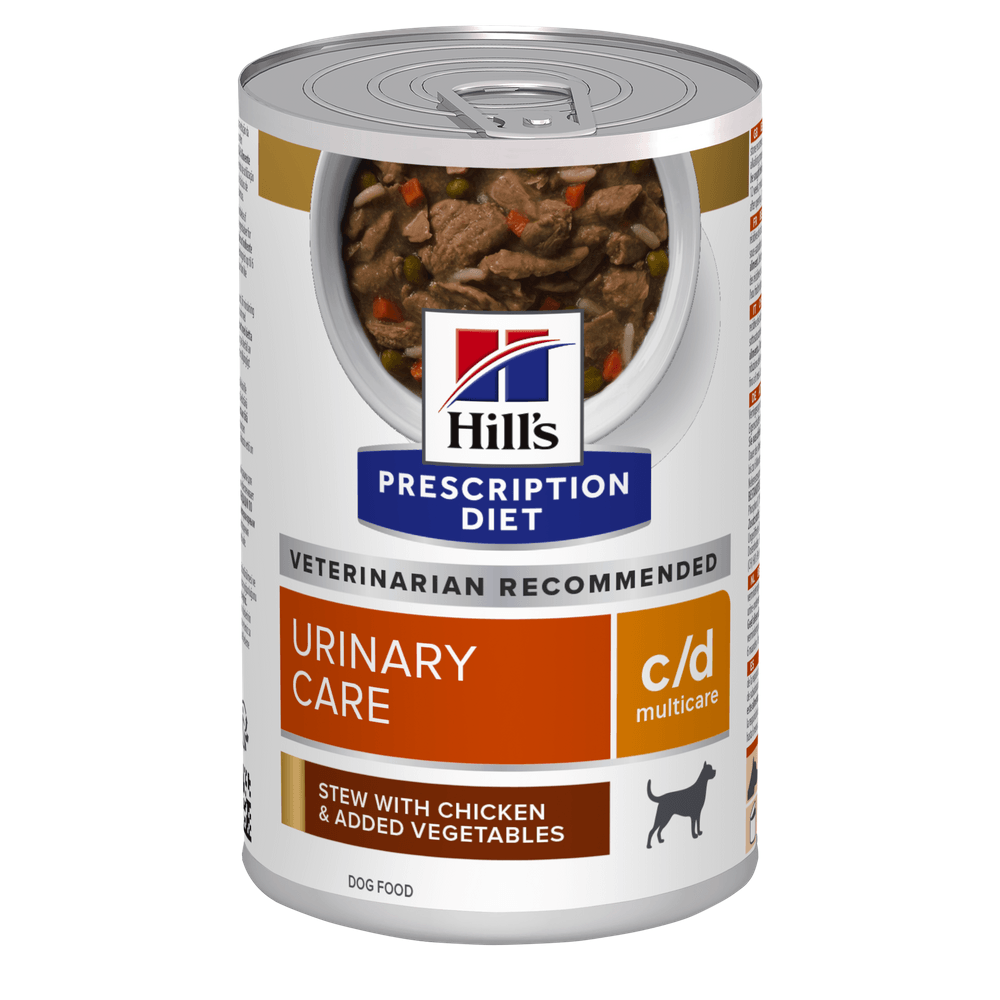 HILL\'S Prescription Diet c/d Urinary + Weight Care, Pui cu Legume, dietă veterinară câini, conservă hrană umedă, afecțiuni urinare HILL\'S Prescription Diet c/d Urinary Care, Pui cu Legume, dietă veterinară câini, conservă hrană umedă, sistem urinar, (în