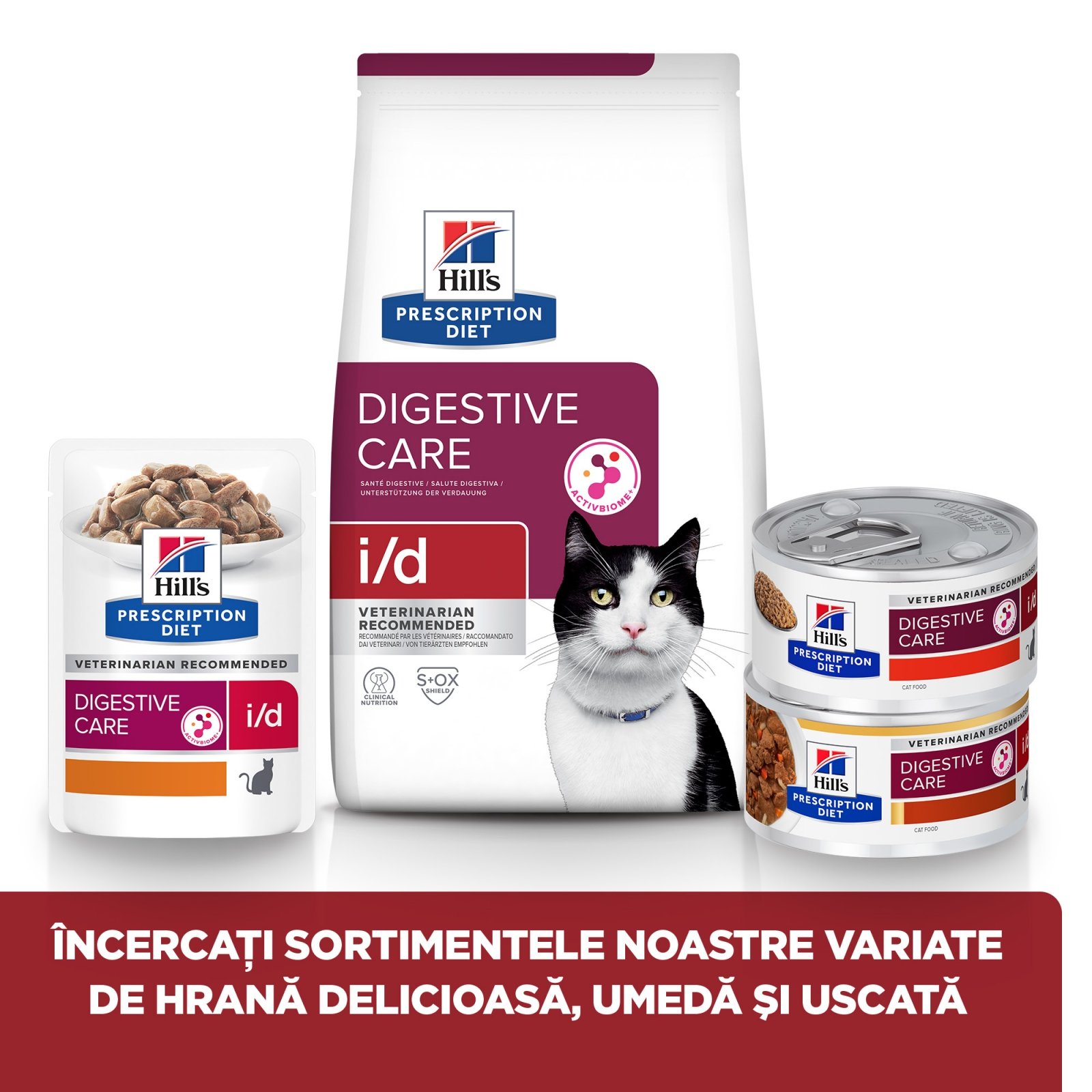 HILL\'S Prescription Diet i/d Sensitive Digestive Care, Pui, dietă veterinară pisici, conservă hrană umedă, sistem digestiv, 156g - 1 | YEO