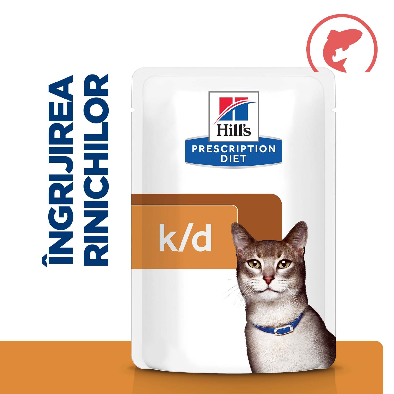 HILL&#039;S Prescription Diet k/d Kidney Care, Somon, dietă veterinară pisici, plic hrană umedă, sistem renal, 85g x 12buc