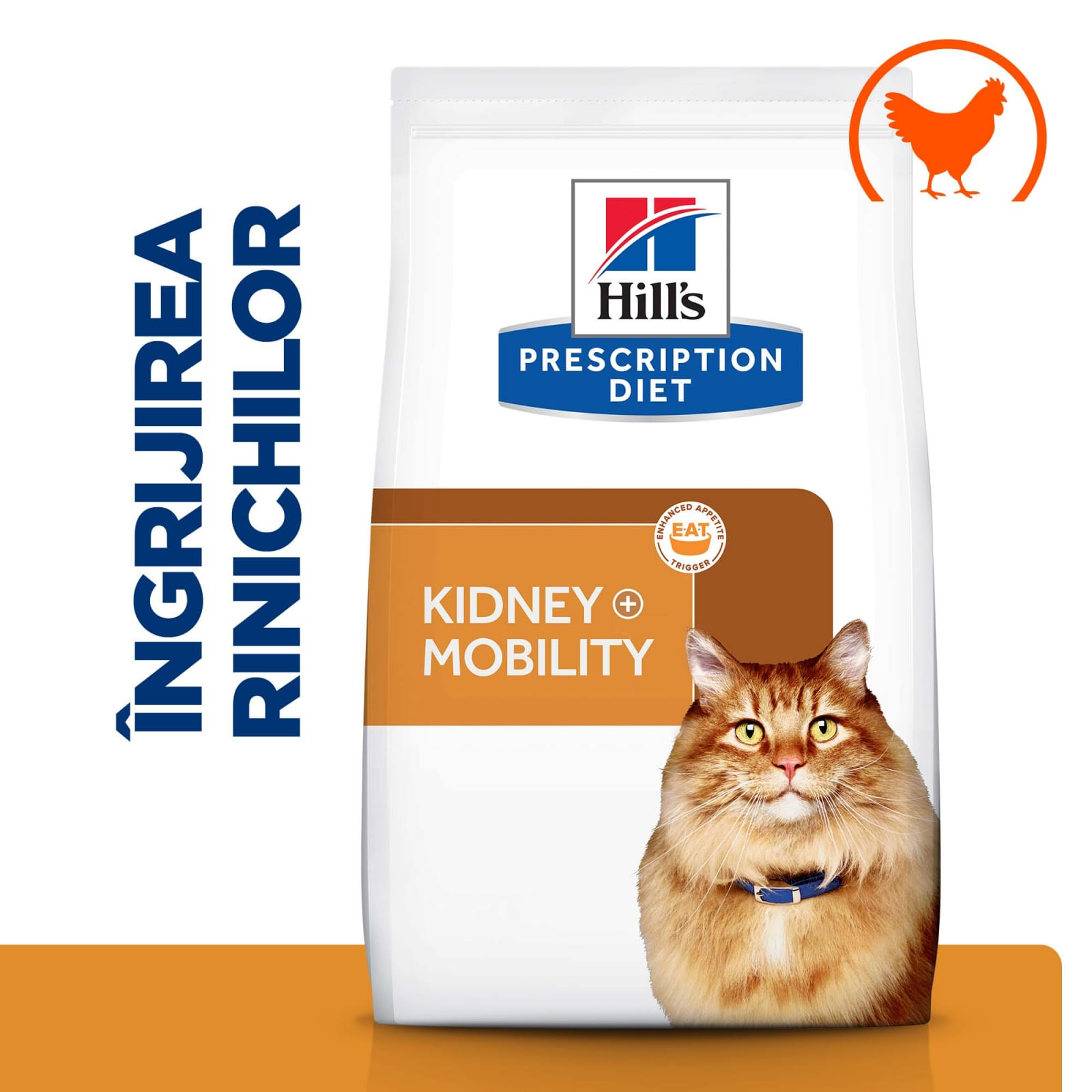 HILL'S Prescription Diet k/d+j/d Kidney Care + Mobility, Pui, dietă veterinară pisici, hrană uscată, afecțiuni renale și articulare HILL'S Prescription Diet k/d+j/d Kidney Care + Mobility, Pui, dietă veterinară pisici, hrană uscată, sistem renal, sistem