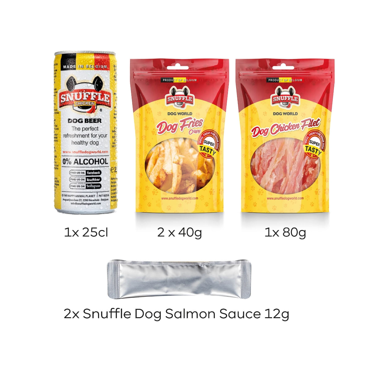 SNUFFLE DOG Delicious Box, Pui, Bere și Chipsuri, recompense câini, pachet - 2 | YEO