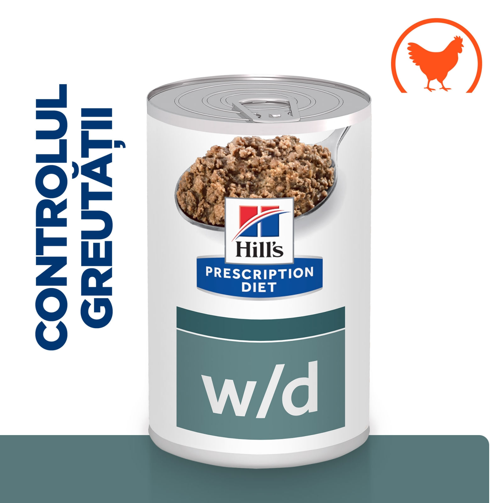 HILL&#039;S Prescription Diet w/d Diabetes Care, Pui, dietă veterinară câini, conservă hrană umedă, metabolism (obezitate si diabet), 370g