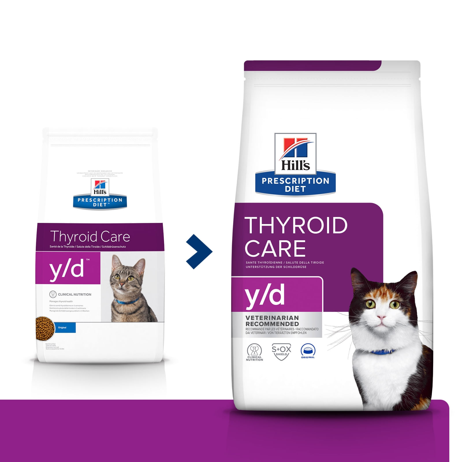 HILL\'S Prescription Diet y/d Thyroid Care, dietă veterinară pisici, hrană uscată, afecțiuni tiroidiene HILL\'S Prescription Diet y/d Thyroid Care, dietă veterinară pisici, hrană uscată, metabolism ( obezitate si diabet), 1.5kg - 1 | YEO