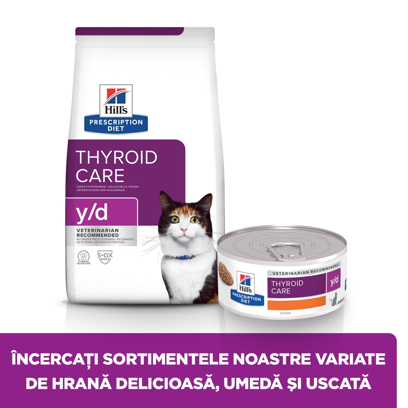 HILL'S Prescription Diet y/d Thyroid Care, dietă veterinară pisici, hrană uscată, afecțiuni tiroidiene HILL'S Prescription Diet y/d Thyroid Care, dietă veterinară pisici, hrană uscată, metabolism ( obezitate si diabet), 1.5kg