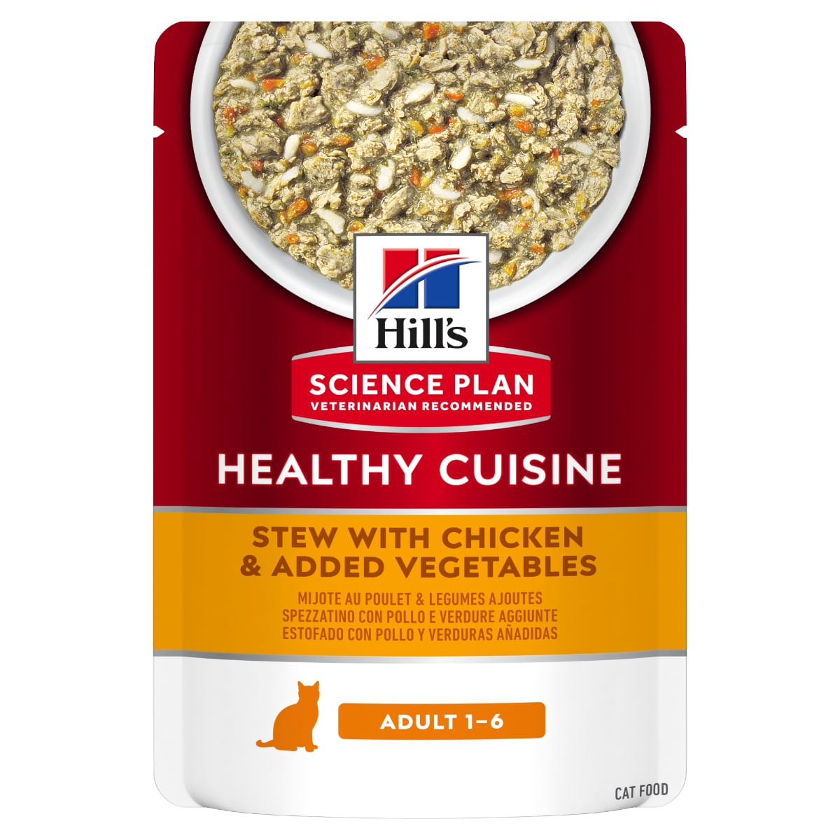 HILL\'S Science Plan Healthy Cuisine, Pui și Tocană de Legume, plic hrană umedă pisici, 80g