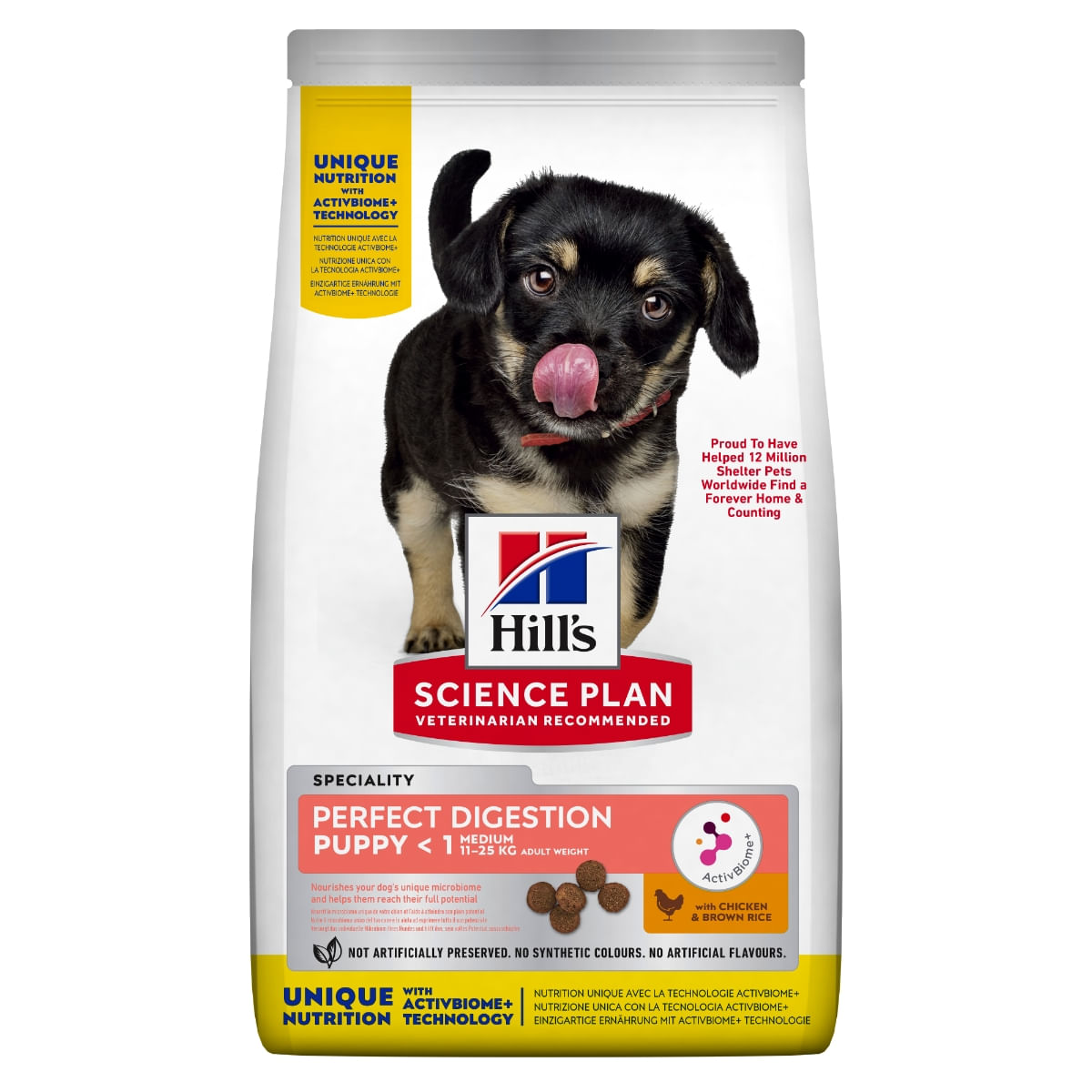 HILL\'S Science Plan Perfect Digestion Puppy M, hrană uscată câini junior, sistem digestiv, 2.5kg