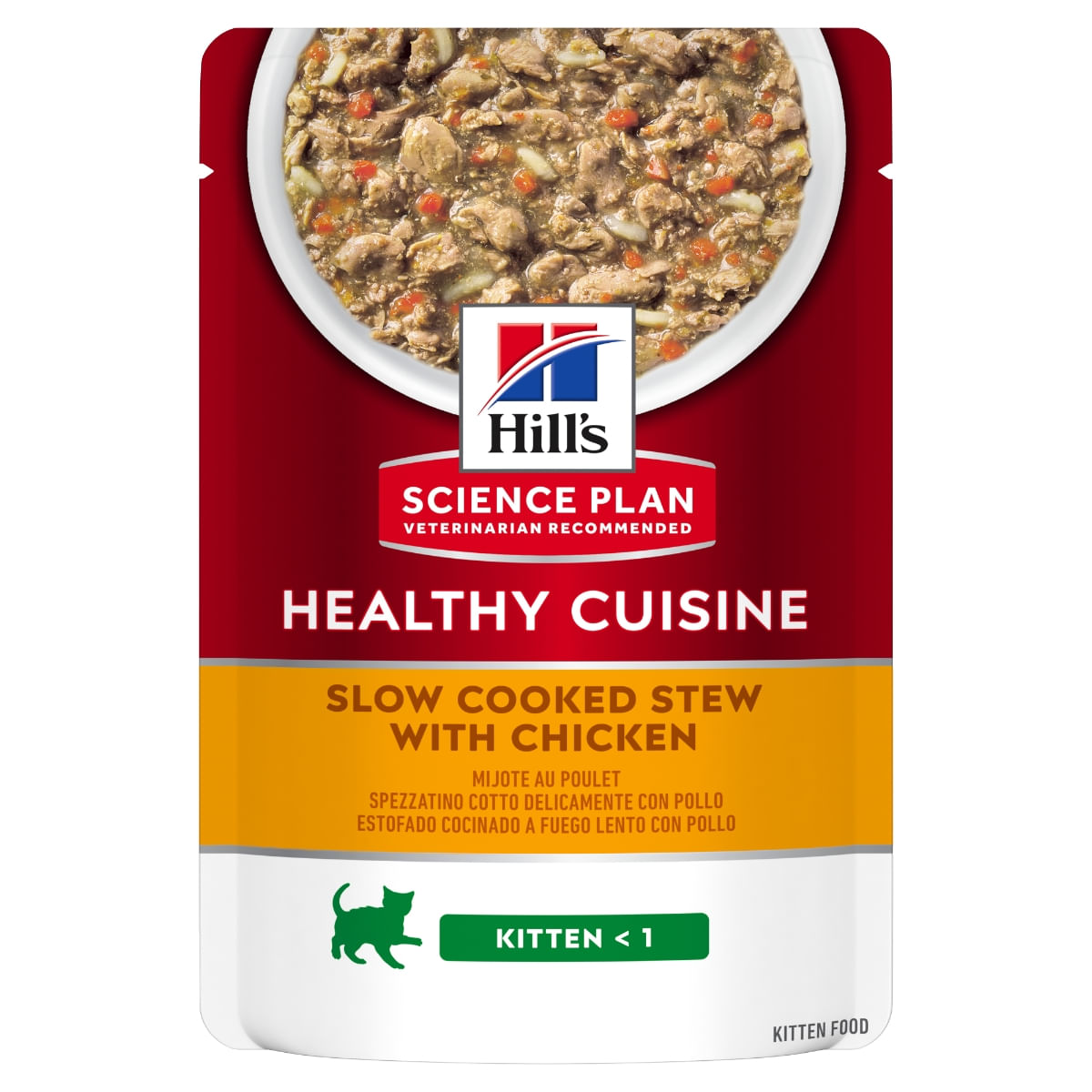 HILL\'S Science Plan Healthy Cuisine Kitten, Pui și Tocană de Legume, plic hrană umedă pisici junior, 80g HILL\'S Science Plan Healthy Cuisine Kitten, Pui și Tocană de Legume, plic hrană umedă pisici junior, bax, 80g  x 12buc