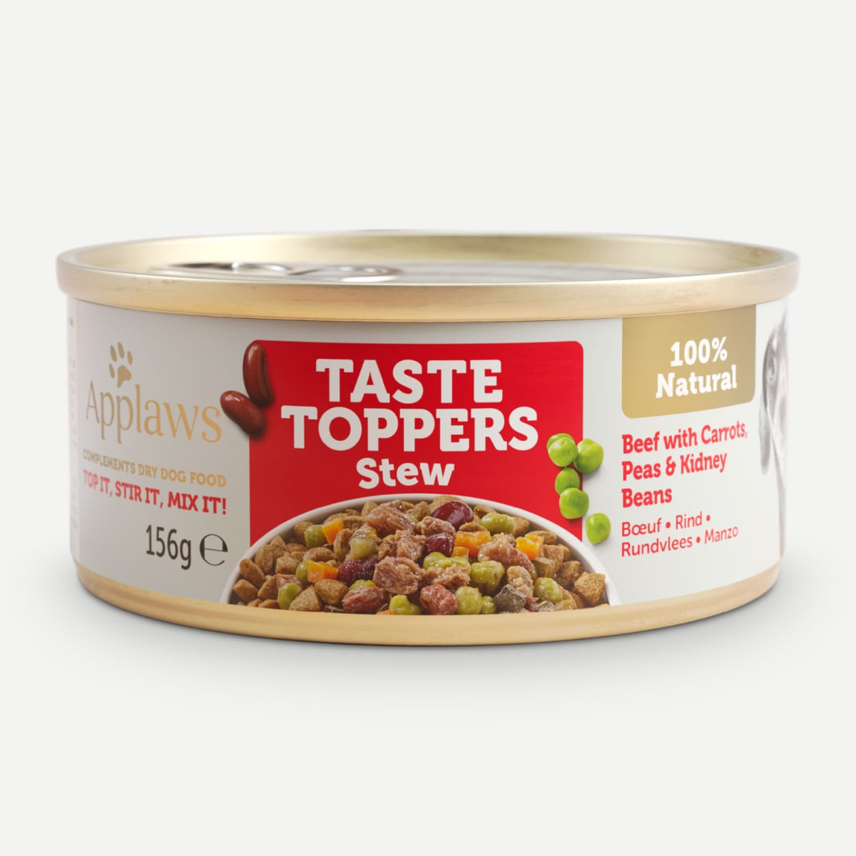 APPLAWS Taste Toppers Tocăniță, XS-XL, Vită și Legume, conservă hrană umedă monoproteică fără cereale câini, (în sos), 156g - 2 | YEO