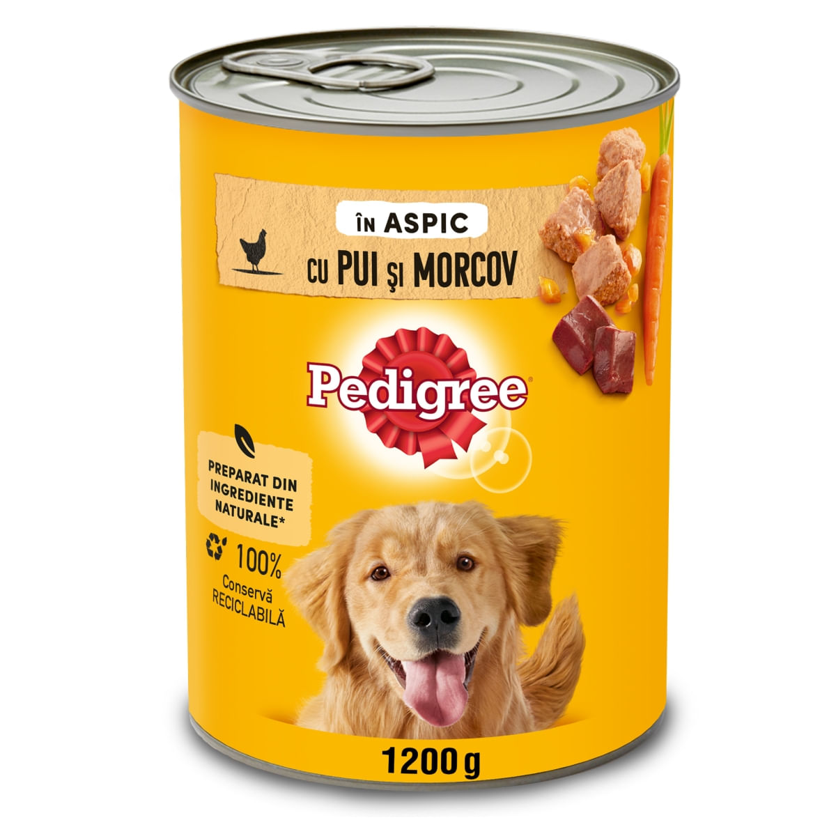 PEDIGREE, XS-XL, Pui și Morcov, conservă hrană umedă câini, (în aspic), 1200g