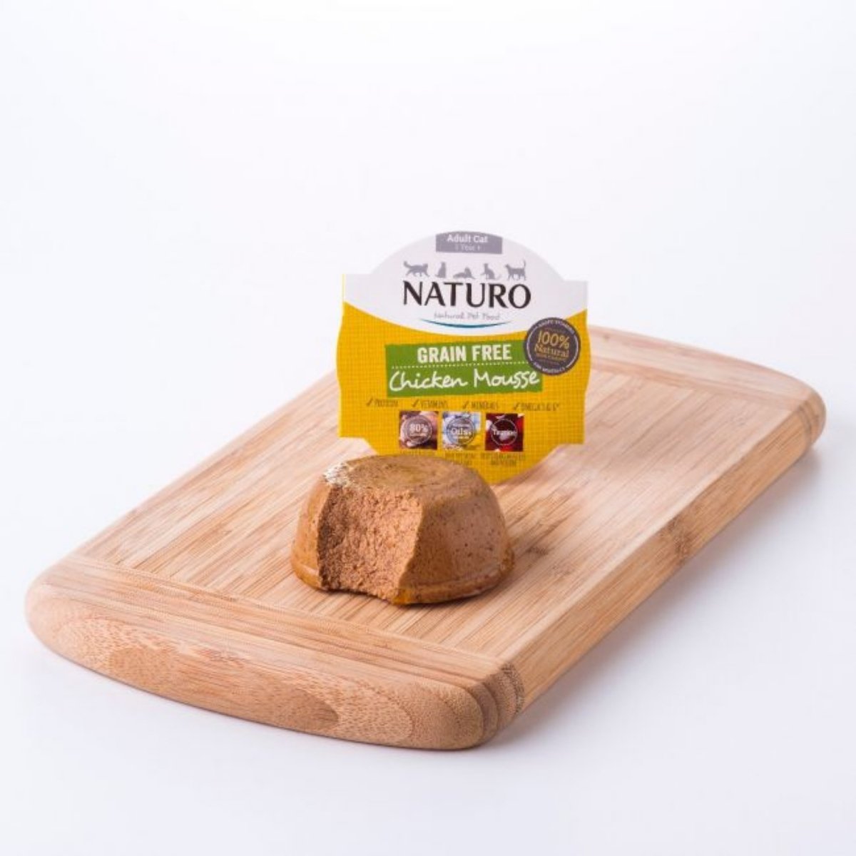 NATURO Grain Free Mousse, Pui, conservă hrană umedă fără cereale pisici, (pate), 85g - 1 | YEO