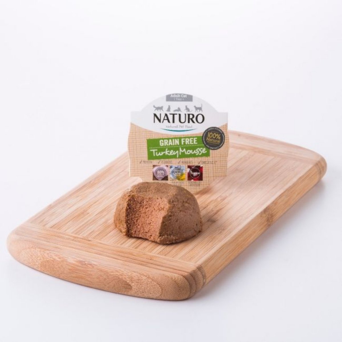 NATURO Grain Free Mousse, Curcan, conservă hrană umedă fără cereale pisici, (pate), 85g - 2 | YEO