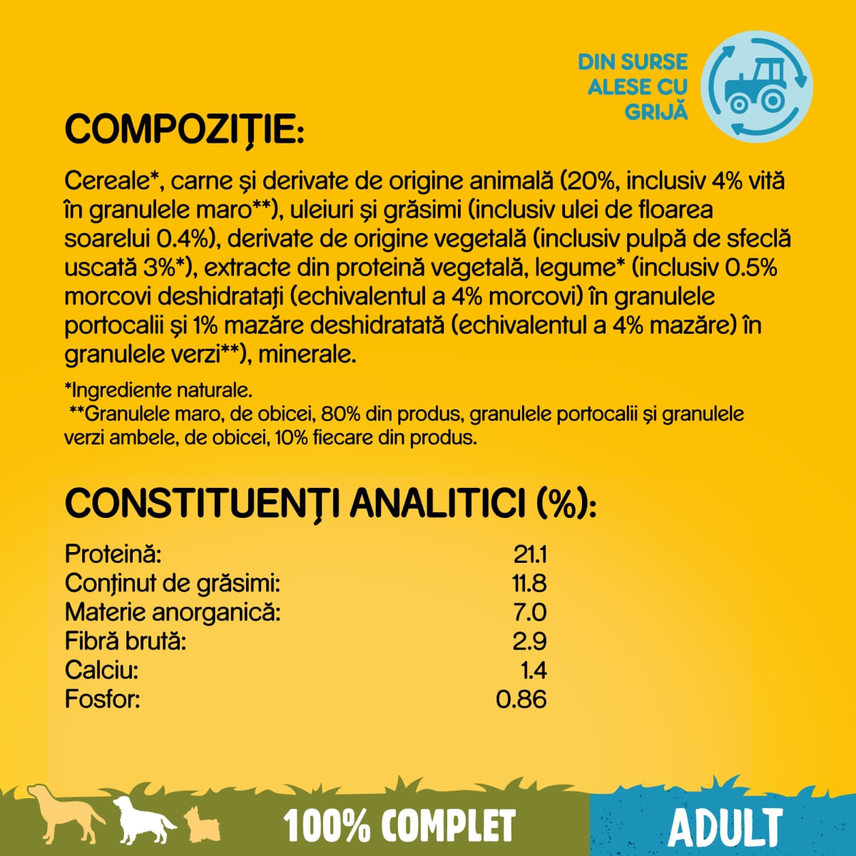 PEDIGREE, S-M, Vită și Legume, hrană uscată câini, 12+3kg GRATUIT