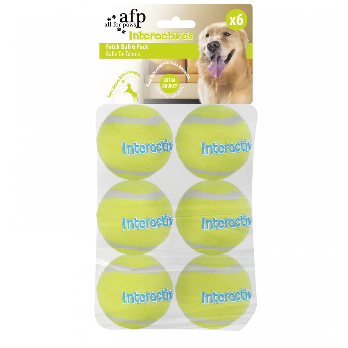 ALL FOR PAWS Rezerva 6 Mingi Tenis pentru Lansatorul de Mingi & Recompense, jucărie minge câini, S-L, sintetic, activități fizice, galben, ⌀6.6 cm