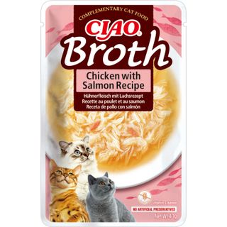 INABA Ciao Broth, Somon, plic hrană umedă fără cereale pisici, (în supă), 40g