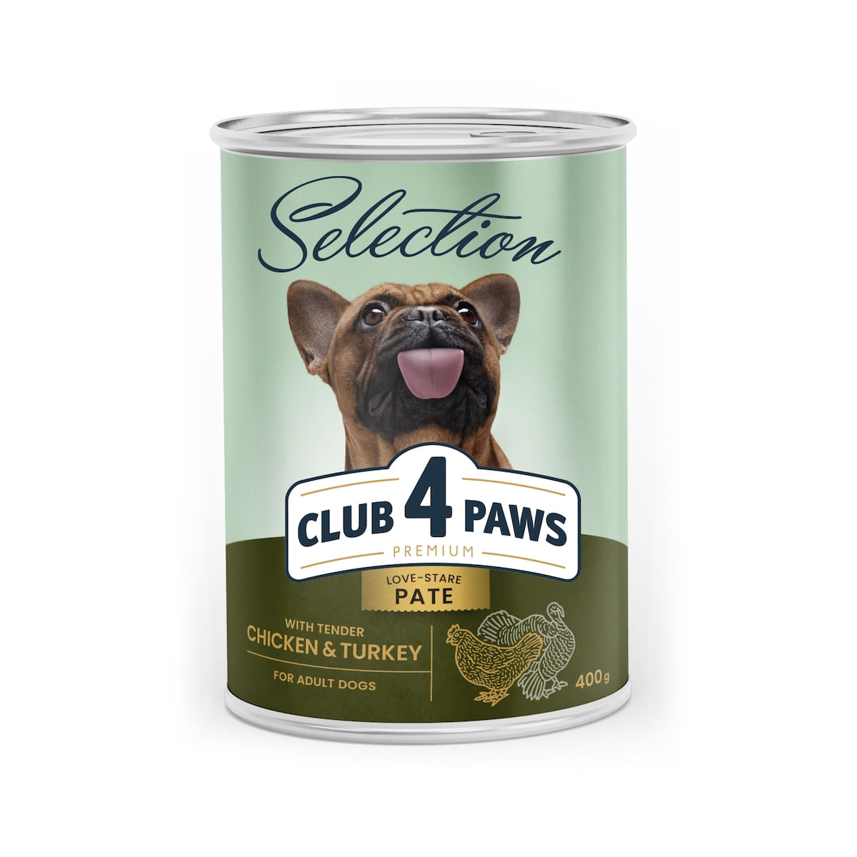 CLUB 4 PAWS Premium , Pui și Curcan, conservă hrană umedă câini, (pate), 400g CLUB 4 PAWS Premium , Pui și Curcan, conservă hrană umedă câini, (pate), bax, 400g x 12buc