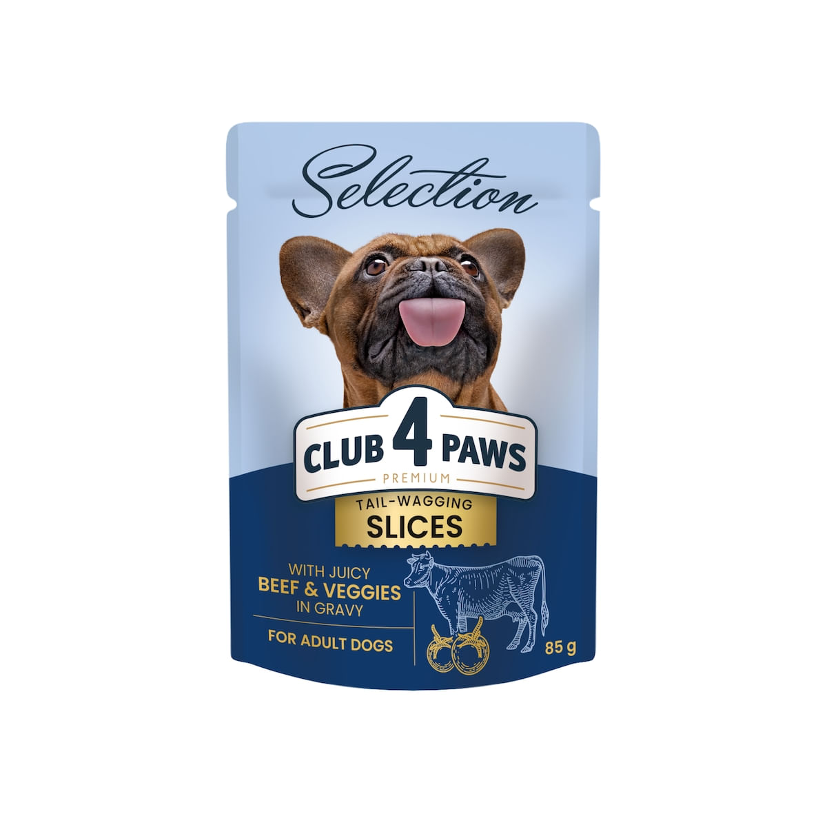 CLUB 4 PAWS Premium Plus Selection, XS-S, Vită și Legume, plic hrană umedă câini, (în sos), 85g - 2 | YEO