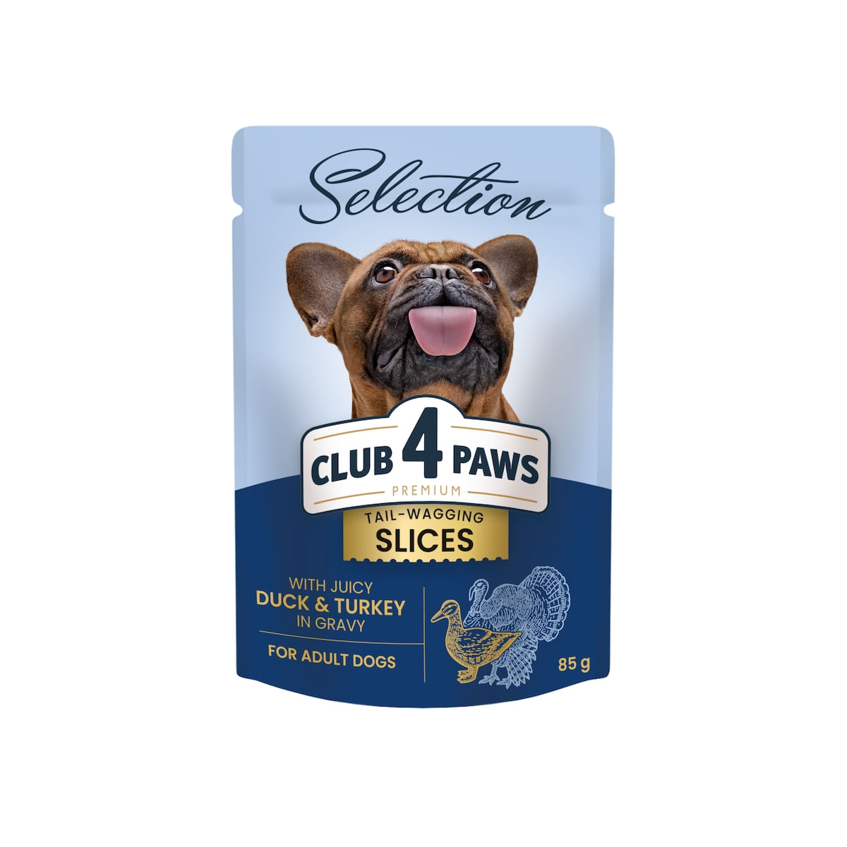 CLUB 4 PAWS Premium Plus Selection, XS-S, Rață și Curcan, plic hrană umedă câini, (în sos), 85g - 3 | YEO