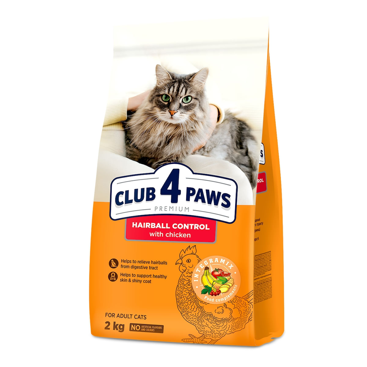 CLUB 4 PAWS Hairball Control, Găină, hrană uscată pisici, limitarea ghemurilor de blană, 2kg - 3 | YEO