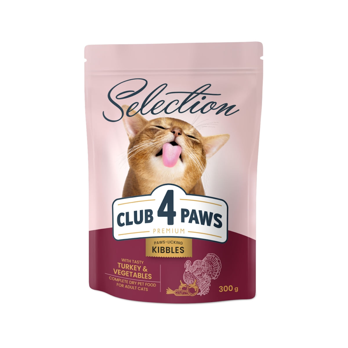 CLUB 4 PAWS Selection, Curcan și Legume, hrană uscată pisici, 300g - 1 | YEO