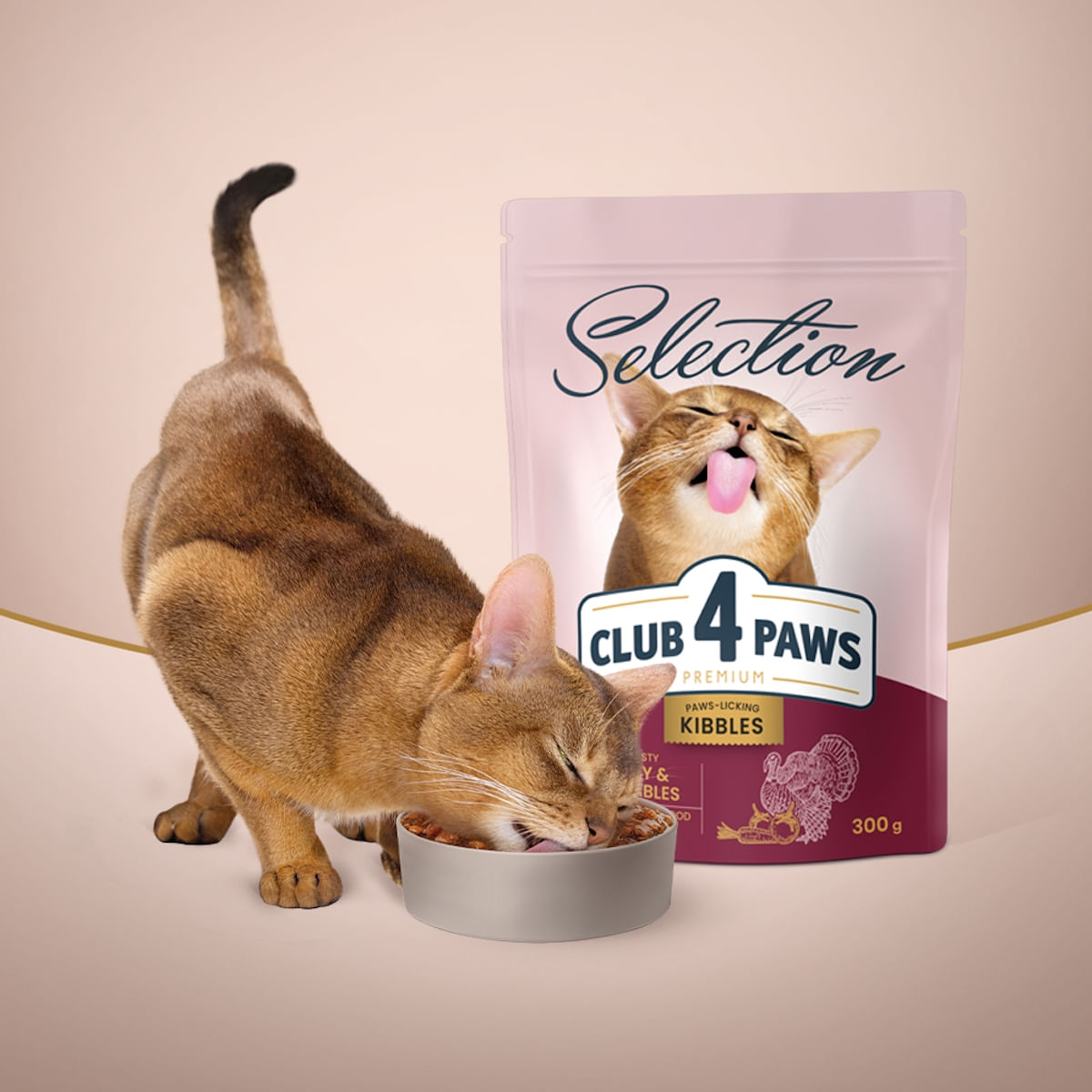 CLUB 4 PAWS Selection, Curcan și Legume, hrană uscată pisici, 300g - 3 | YEO