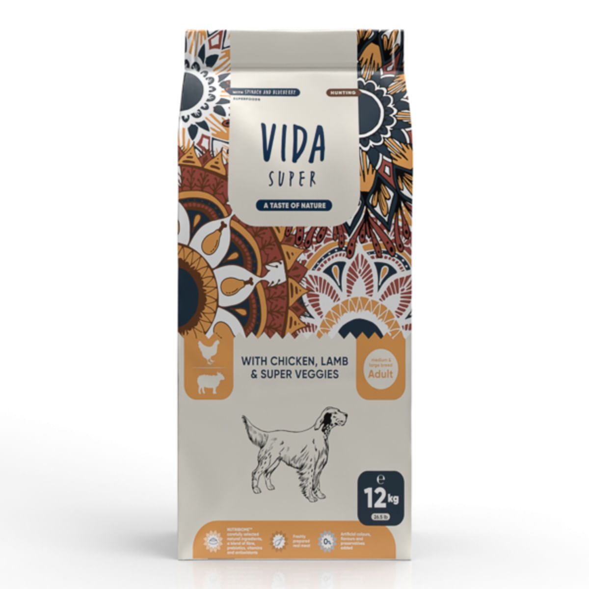 VIDA SUPER Hunting, M-XL, Pui, Miel și Legume, hrană uscată câini, 12kg - 1 | YEO