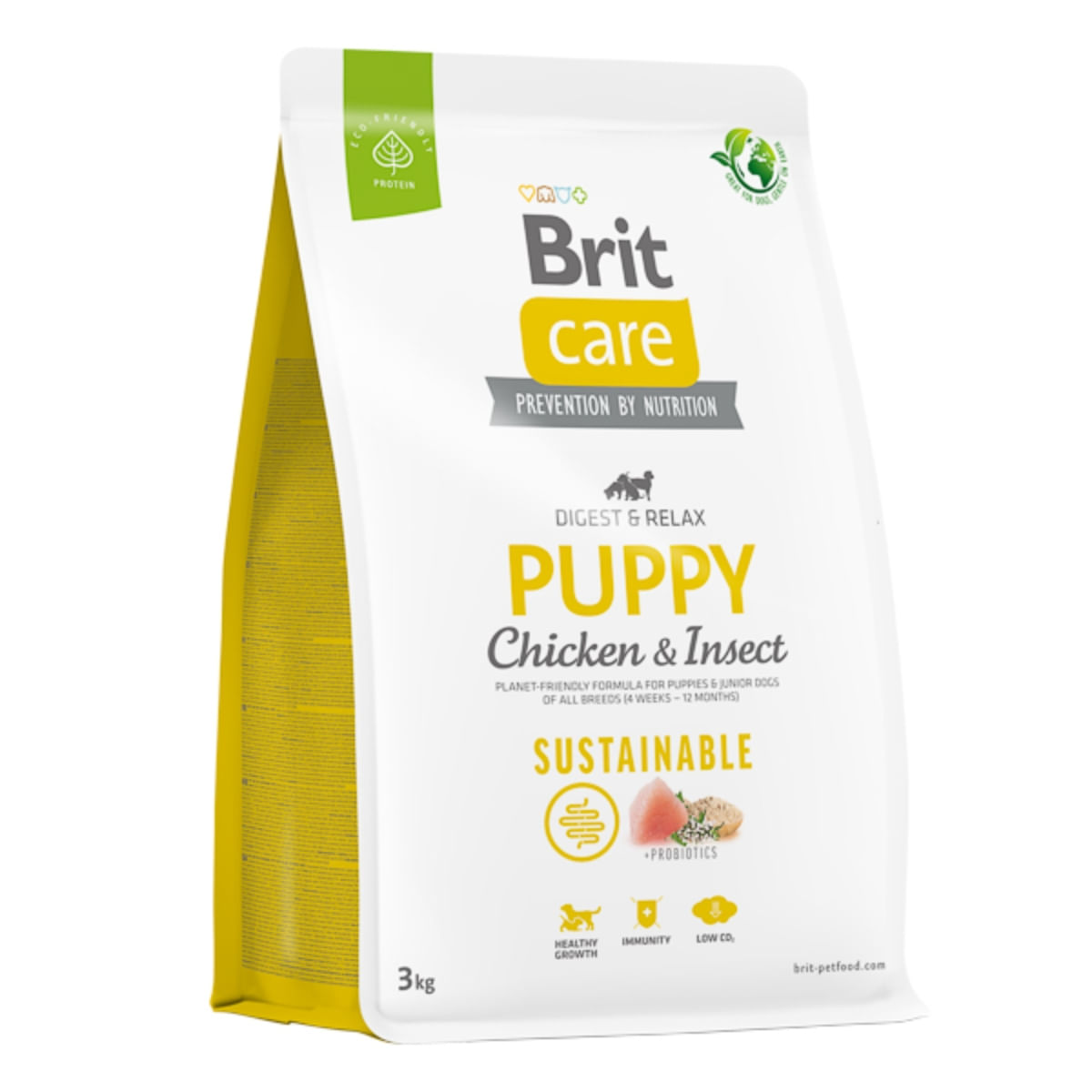 BRIT Care Sustainable, Digest & Relax, XS-XL, Pui și Insecte, hrană uscată câini junior, sistem digestiv BRIT Care Sustainable Puppy, XS-XL, Pui și Insecte, hrană uscată câini junior, sistem digestiv, 3kg