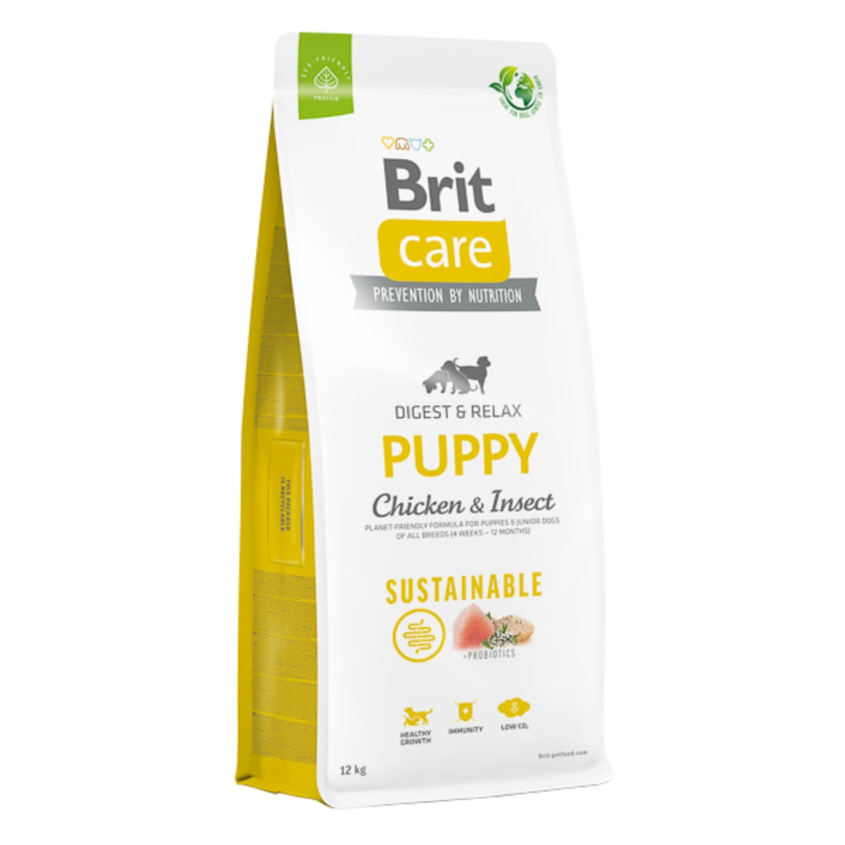 BRIT Care Sustainable, Digest & Relax, XS-XL, Pui și Insecte, hrană uscată câini junior, sistem digestiv BRIT Care Sustainable Puppy, XS-XL, Pui și Insecte, hrană uscată câini junior, sistem digestiv, 12kg