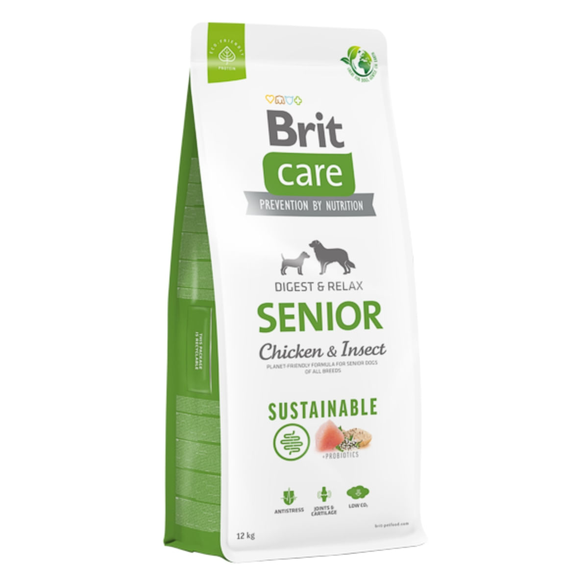 BRIT Care Sustainable, Digest & Relax, XS-XL, Pui și Insecte, hrană uscată câini senior, sistem digestiv BRIT Care Sustainable Senior, XS-XL, Pui și Insecte, hrană uscată câini senior, sistem digestiv, 12kg