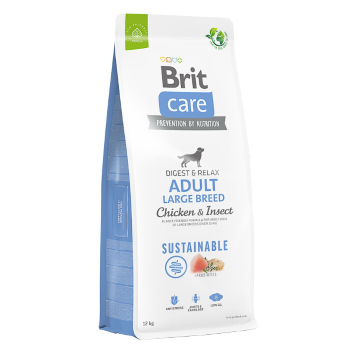 BRIT Care Sustainable, Digest & Relax, L-XL, Pui și Insecte, hrană uscată câini, sistem digestiv BRIT Care Sustainable Adult Large Breed, L-XL, Pui și Insecte, hrană uscată câini, sistem digestiv, 12kg