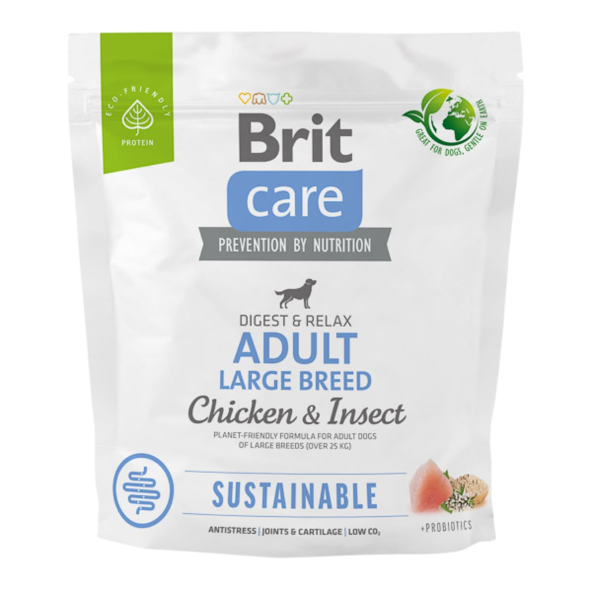 BRIT Care Sustainable, Digest & Relax, L-XL, Pui și Insecte, hrană uscată câini, sistem digestiv BRIT Care Sustainable Adult Large Breed, L-XL, Pui și Insecte, hrană uscată câini, sistem digestiv, 1kg