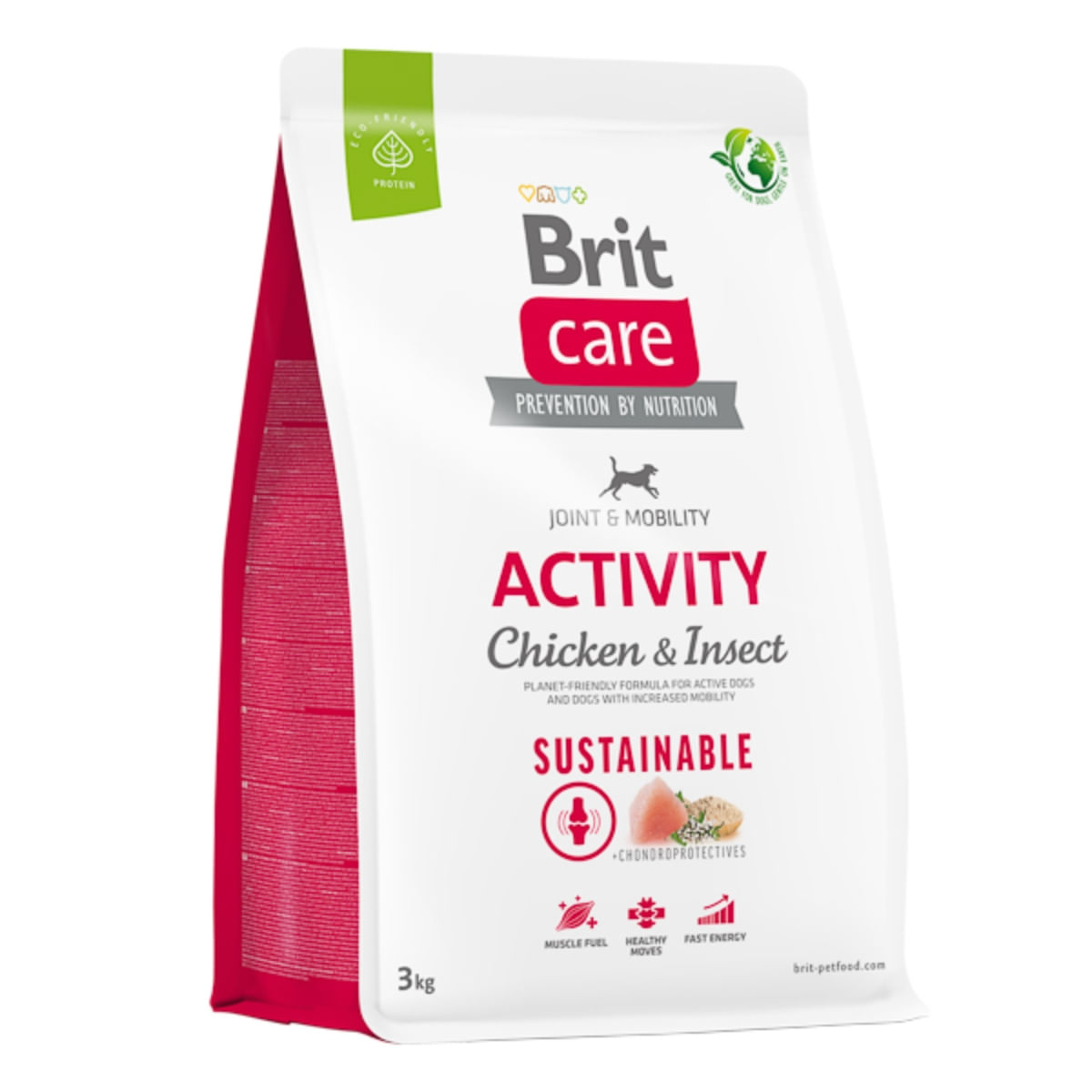 BRIT Care Sustainable Activity, XS-XL, Pui și Insecte, hrană uscată câini, activitate intensă, sistem articular, 3kg