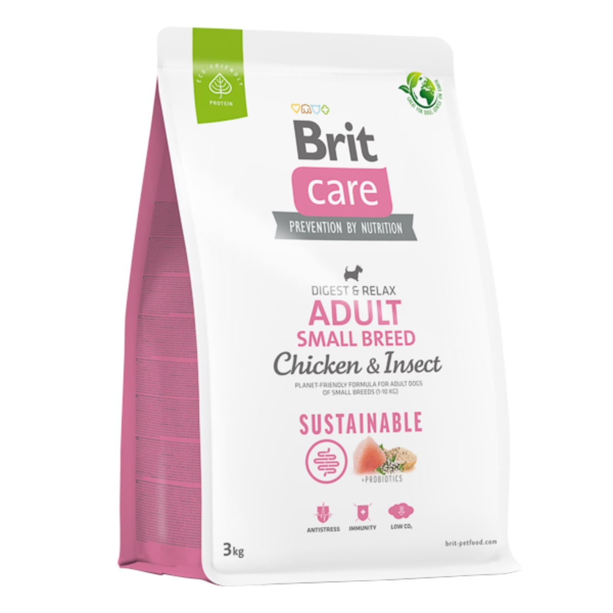 BRIT Care Sustainable, Digest & Relax, XS-S, Pui și Insecte, hrană uscată câini, sistem digestiv BRIT Care Sustainable Adult Small Breed, XS-S, Pui și Insecte, hrană uscată câini, sistem digestiv, 3kg