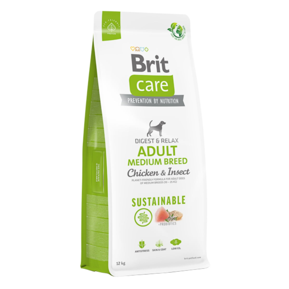 BRIT Care Sustainable, Digest & Relax, M, Pui și Insecte, hrană uscată câini, sistem digestiv BRIT Care Sustainable Adult Medium Breed, M, Pui și Insecte, hrană uscată câini, sistem digestiv, 12kg