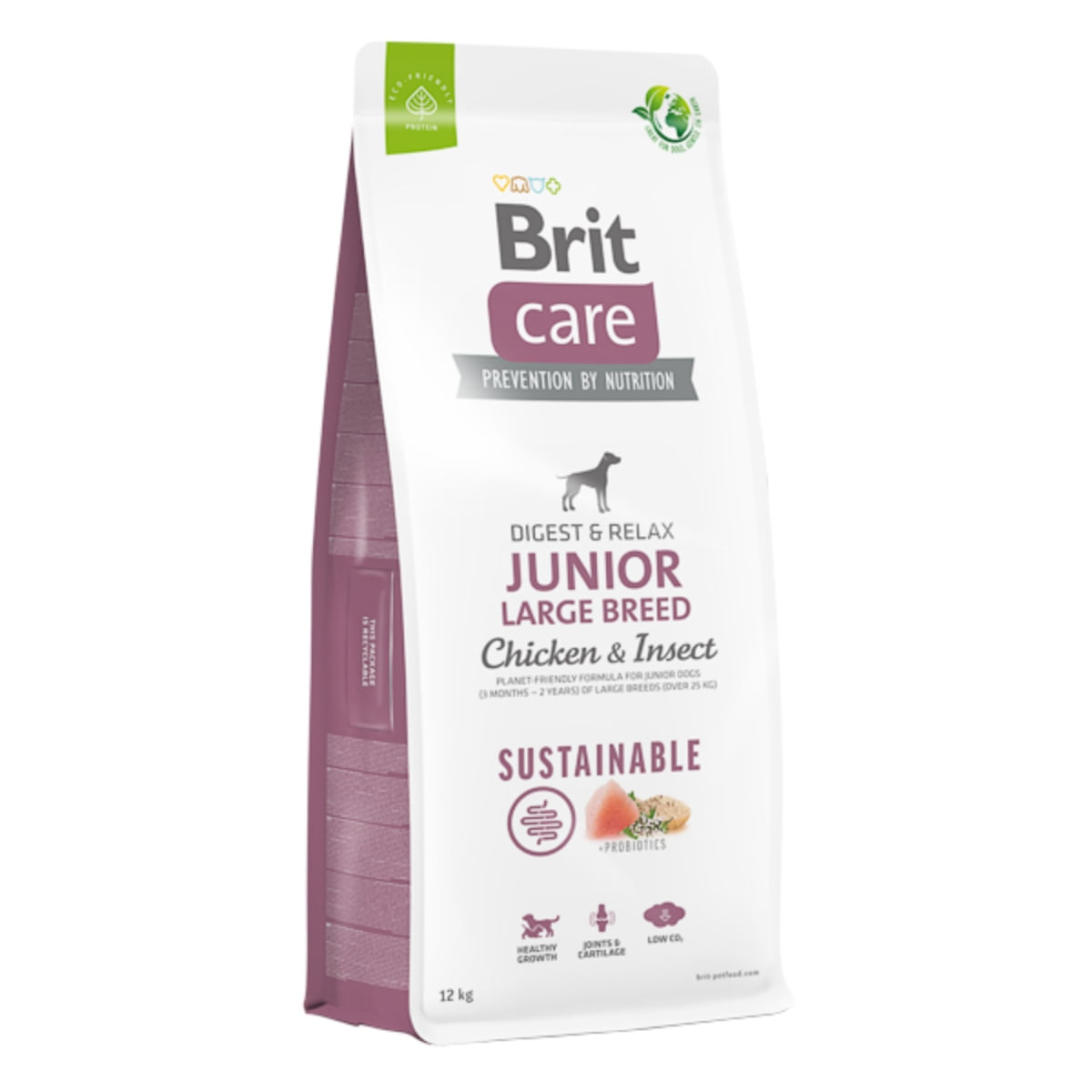 BRIT Care Sustainable, Digest & Relax, L-XL, Pui și Insecte, hrană uscată câini junior, sistem digestiv BRIT Care Sustainable Junior Large Breed, L-XL, Pui și Insecte, hrană uscată câini junior, sistem digestiv, 12kg