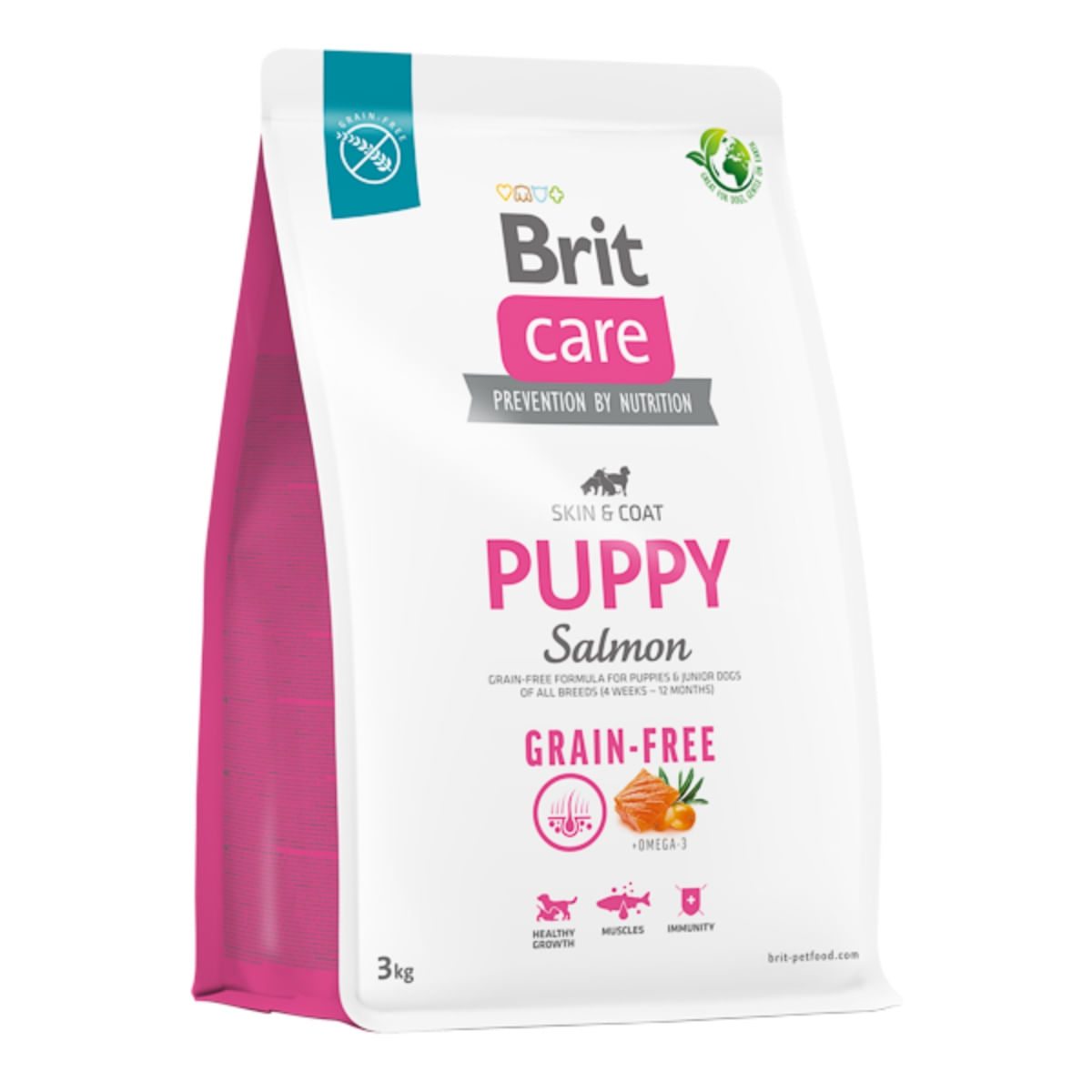 BRIT Care, XS-XL, Somon, hrană uscată fără cereale câini junior, piele & blană BRIT Care Grain-Free Puppy, XS-XL, Somon, hrană uscată fără cereale câini junior, piele & blană, 3kg