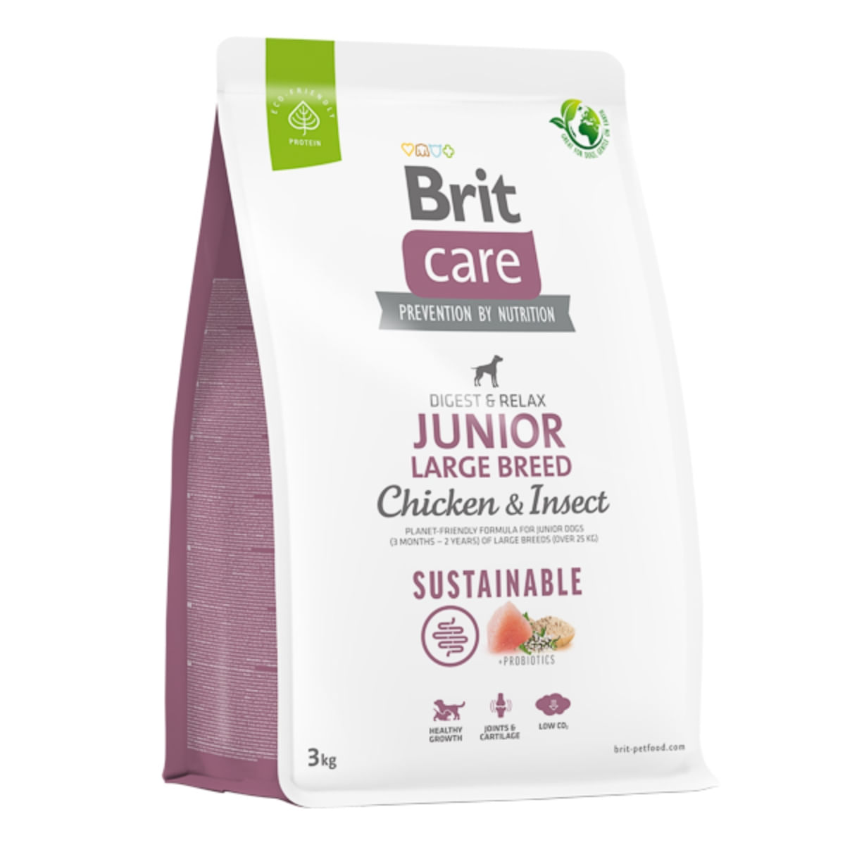 BRIT Care Sustainable, Digest & Relax, L-XL, Pui și Insecte, hrană uscată câini junior, sistem digestiv BRIT Care Sustainable Junior Large Breed, L-XL, Pui și Insecte, hrană uscată câini junior, sistem digestiv, 3kg