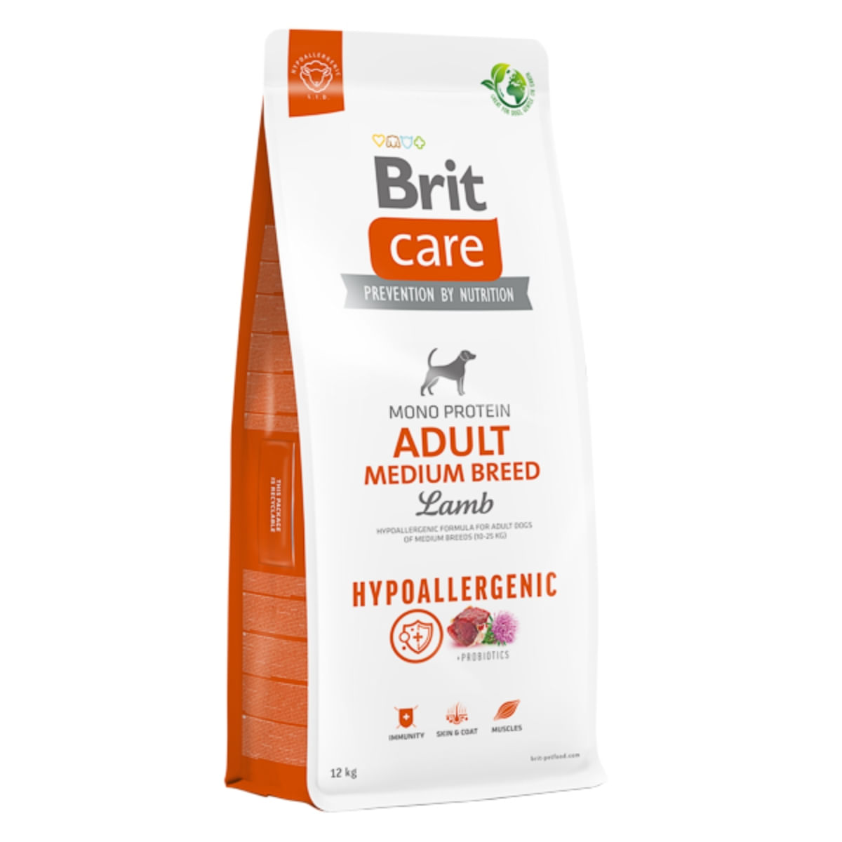 BRIT Care Hypoallergenic, M, Miel, hrană uscată monoproteică câini, sistem imunitar & alergii BRIT Care Hypoallergenic Adult Medium Breed, M, Miel, hrană uscată monoproteică câini, sistem imunitar & alergii, 12kg